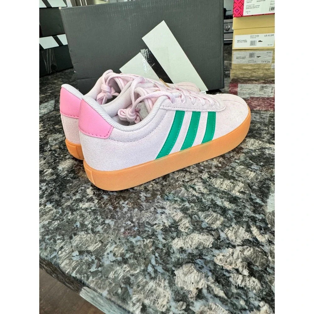 Adidas VL Court 3.0 K Kids Sneakers Pink Green Gum Sole KI9260‎ Size 13K NEW